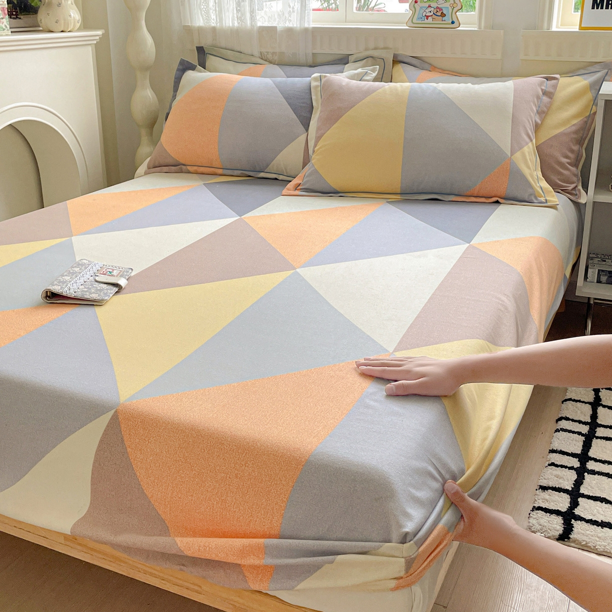 91家纺网 家纺一手货源 找家纺 （总）纽缦家纺 2025新款全棉纯棉磨毛印花单床笠 床笠单件