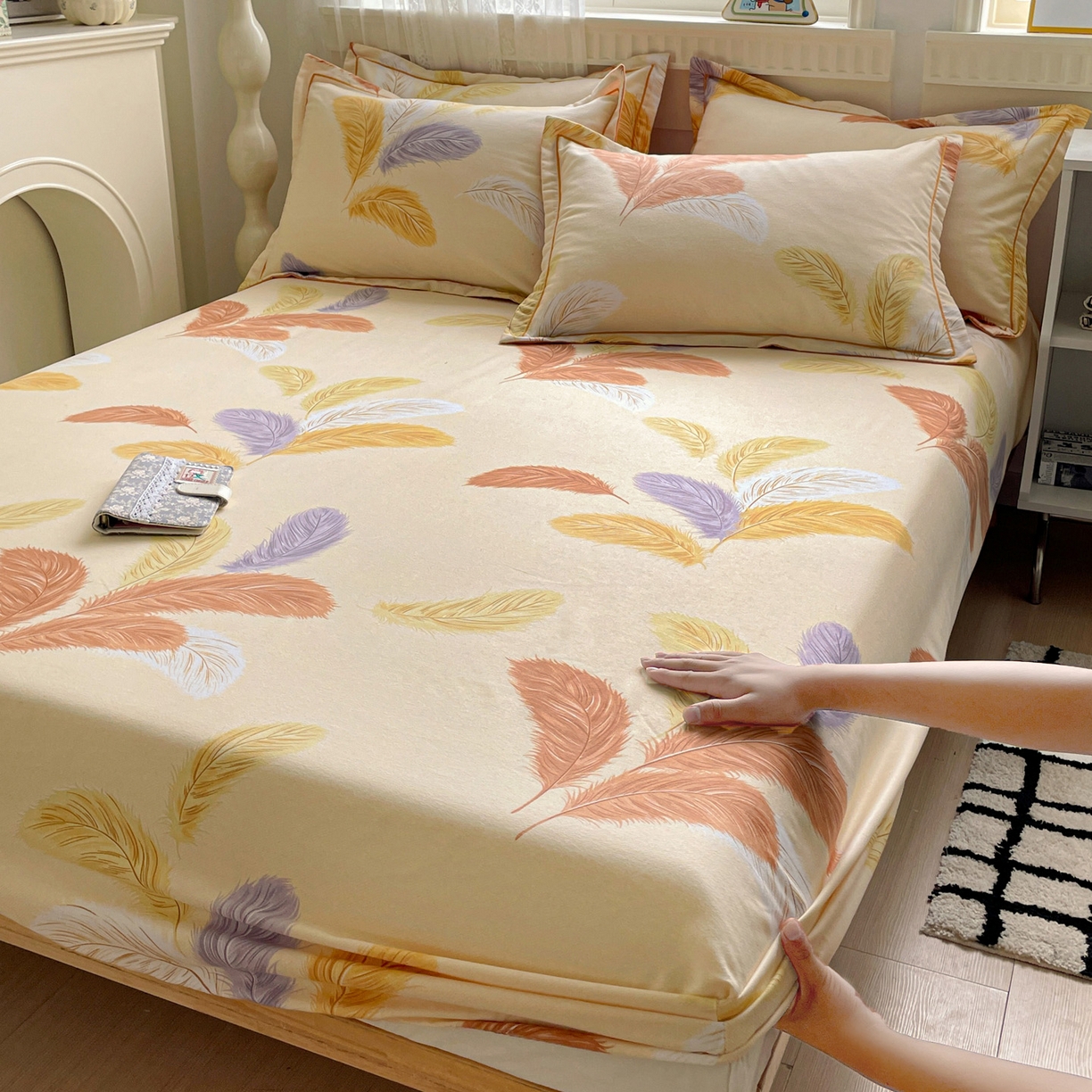 91家纺网 家纺一手货源 找家纺 （总）纽缦家纺 2025新款全棉纯棉磨毛印花单床笠 床笠单件