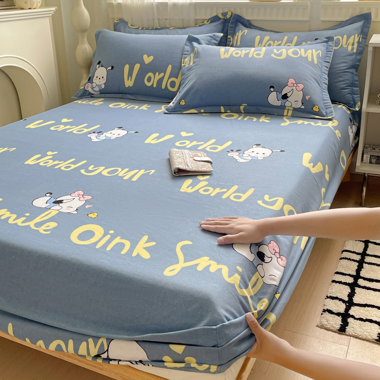 91家纺网 家纺一手货源 找家纺 （总）纽缦家纺 2025新款全棉纯棉磨毛印花单床笠 床笠单件