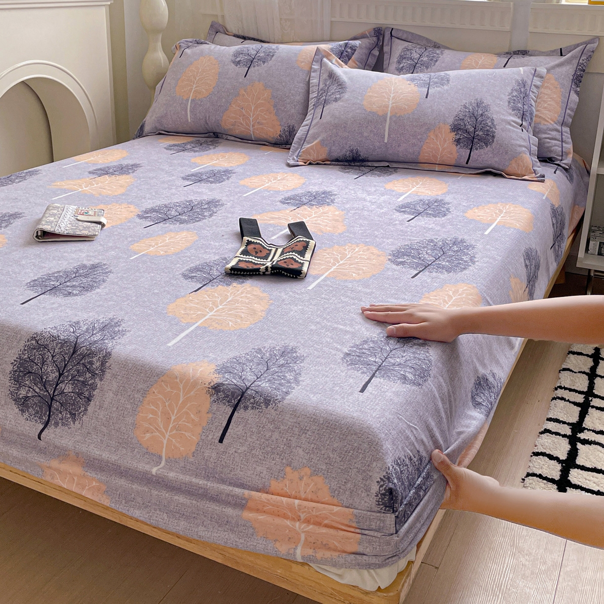 91家纺网 家纺一手货源 找家纺 （总）纽缦家纺 2025新款全棉纯棉磨毛印花单床笠 床笠单件