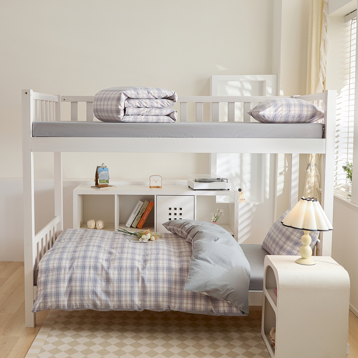 91家纺网 家纺一手货源 找家纺 吾诺2025新款 色织全棉学生组合大礼包三件套四件套 丹宁格