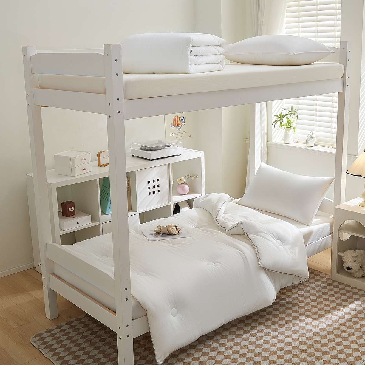 91家纺网 家纺一手货源 找家纺 吾诺2025新款 色织全棉学生组合大礼包三件套四件套 简希-粉