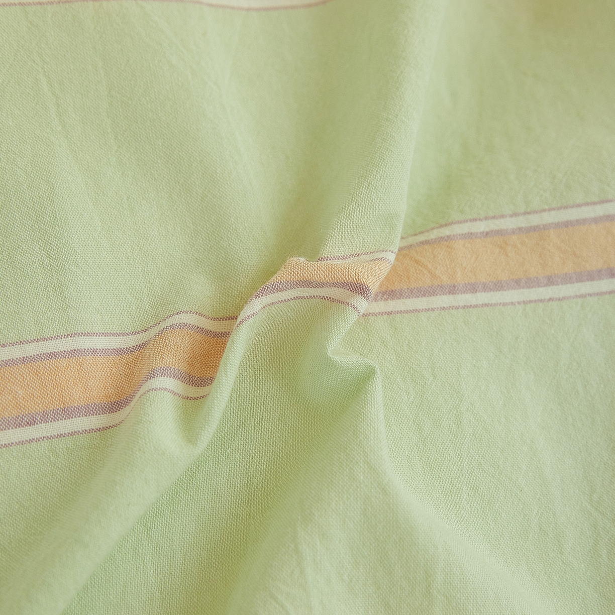 91家纺网 家纺一手货源 找家纺 吾诺2025新款 色织全棉学生组合大礼包三件套四件套 桔绿条