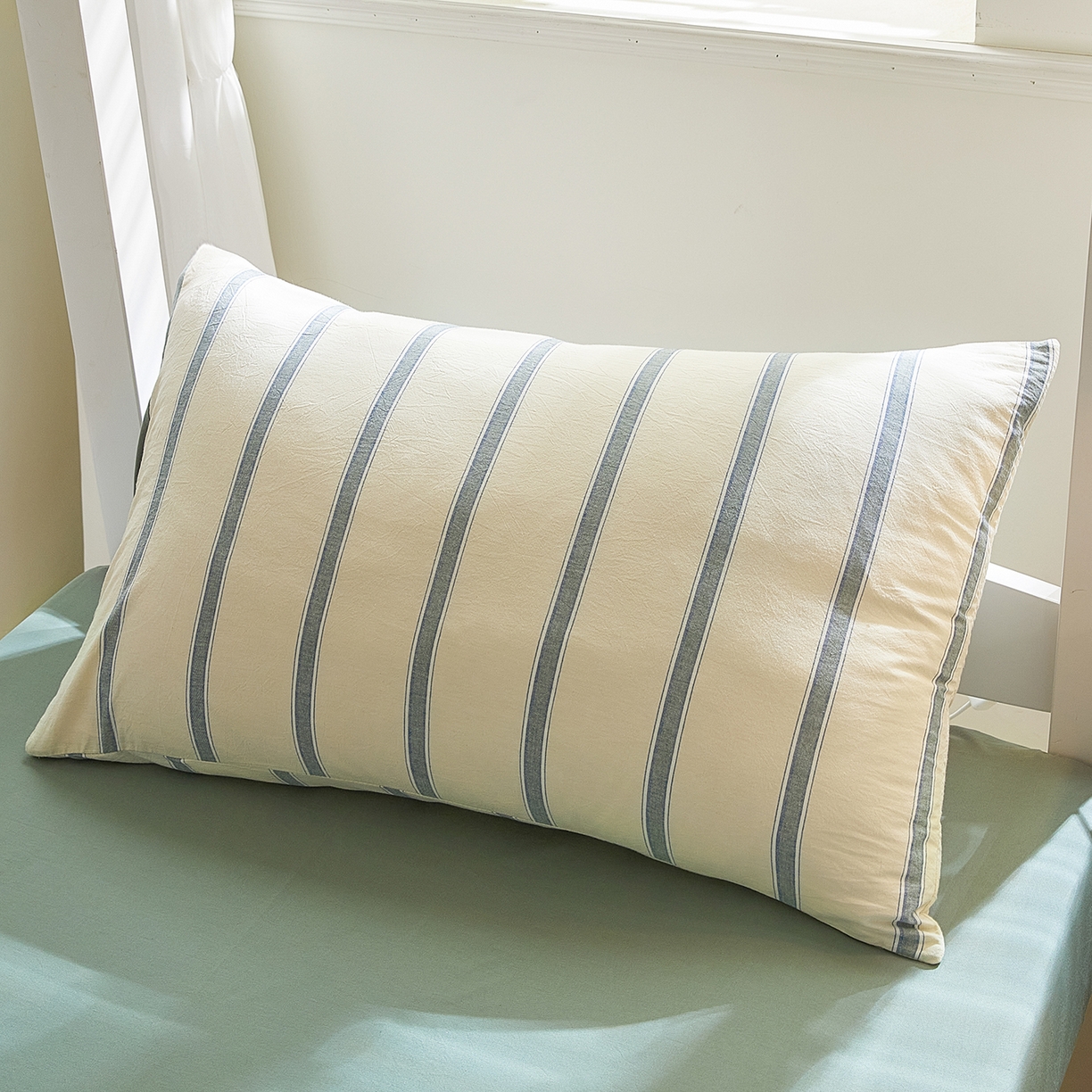 91家纺网 家纺一手货源 找家纺 吾诺2025新款 色织全棉学生组合大礼包三件套四件套 墨绿条