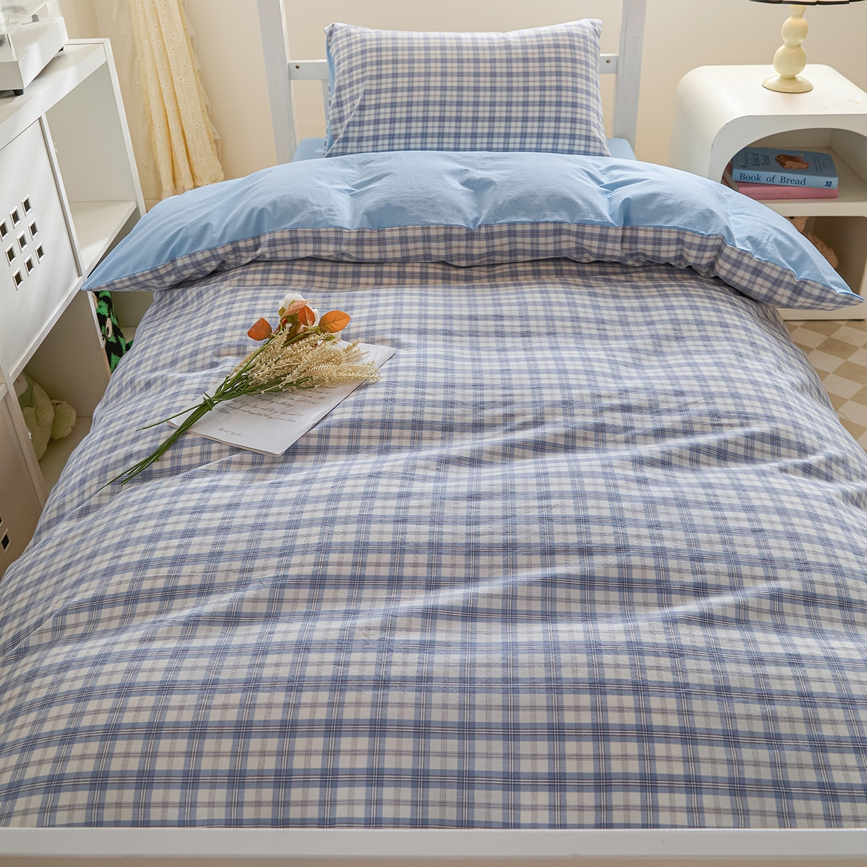 91家纺网 家纺一手货源 找家纺 吾诺2025新款 色织全棉学生组合大礼包三件套四件套 水手兰