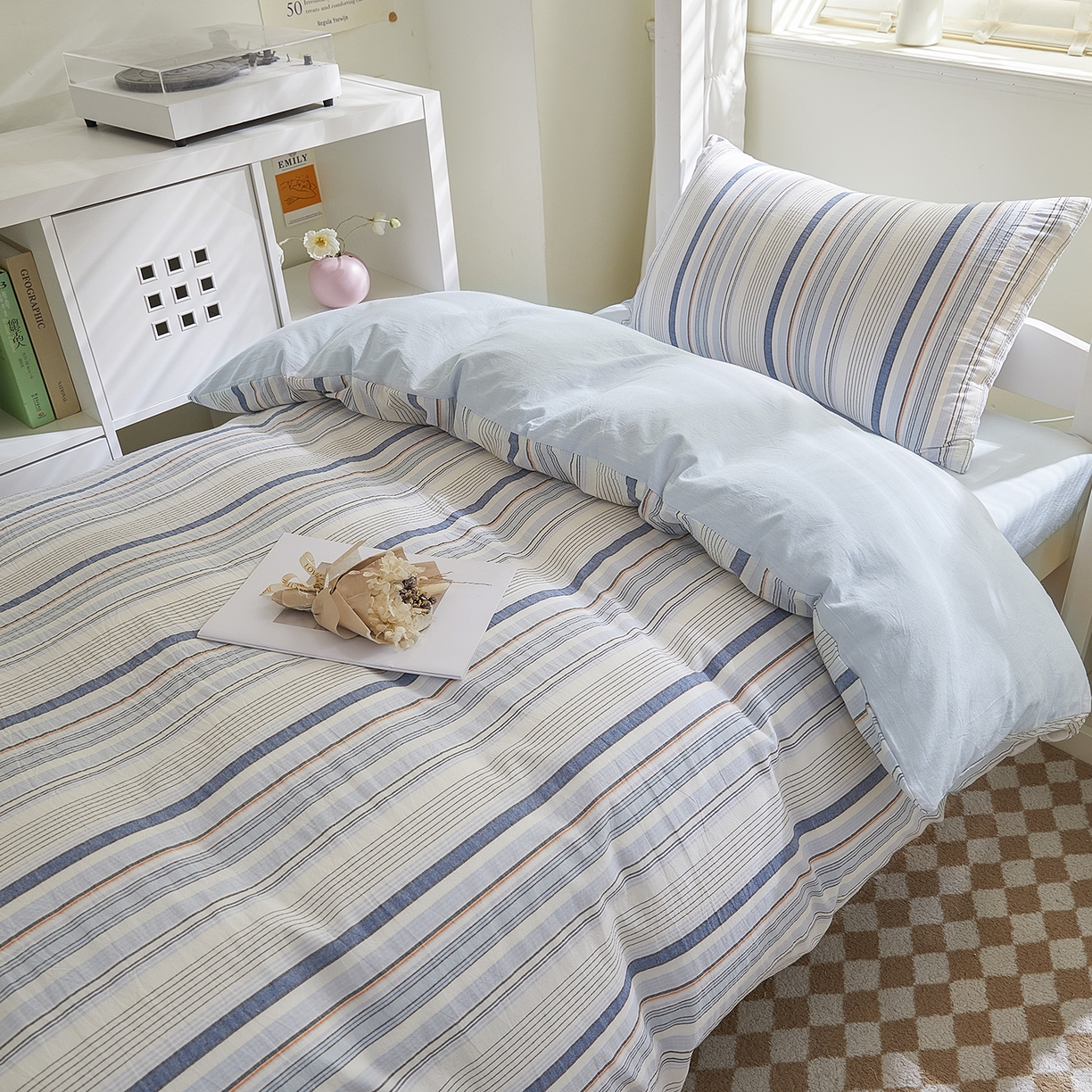 91家纺网 家纺一手货源 找家纺 吾诺2025新款 色织全棉学生组合大礼包三件套四件套 西蒙兰