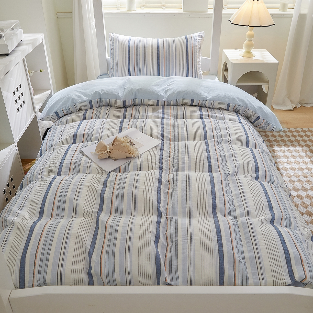 91家纺网 家纺一手货源 找家纺 吾诺2025新款 色织全棉学生组合大礼包三件套四件套 西蒙兰