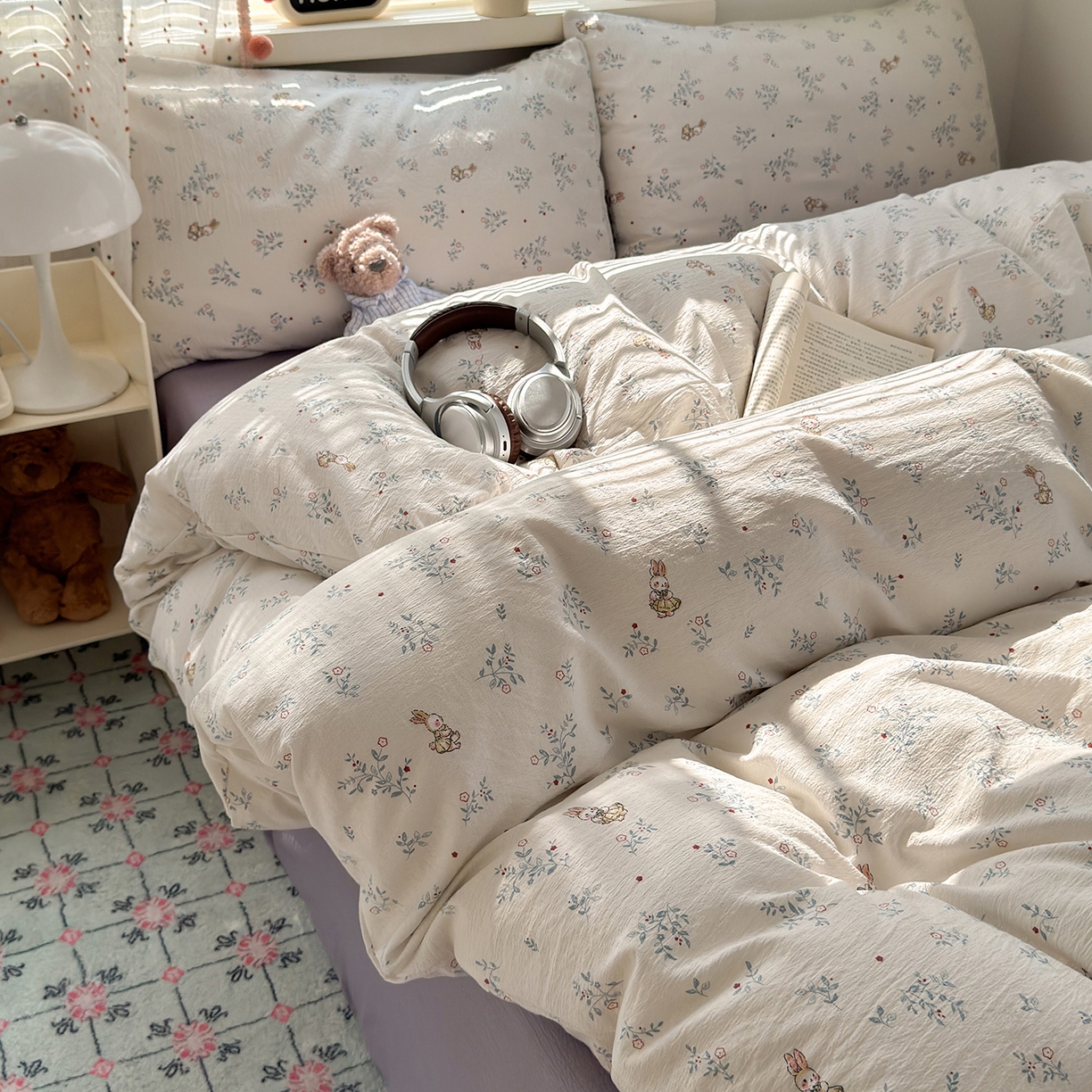 91家纺网 家纺一手货源 找家纺 （总）沐芷 2025 双层纱简约风床上四件套柔软手感宿舍三件套