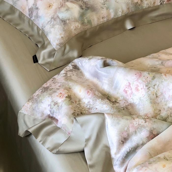 91家纺网 家纺一手货源 找家纺 （总）佳汐蓝家纺2025新款春夏60支柔缎兰精天丝轻奢印花四件套-花园蜜语