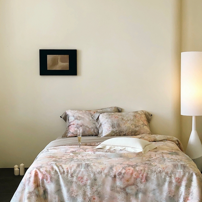 （总）佳汐蓝家纺2025新款春夏60支柔缎兰精天丝轻奢印花四件套-花园蜜语