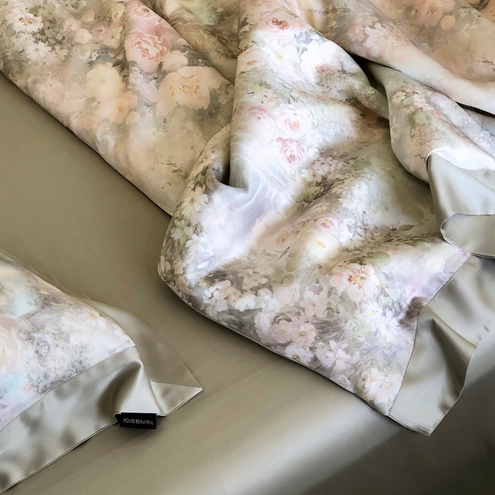 91家纺网 家纺一手货源 找家纺 （总）佳汐蓝家纺2025新款春夏60支柔缎兰精天丝轻奢印花四件套-花园蜜语