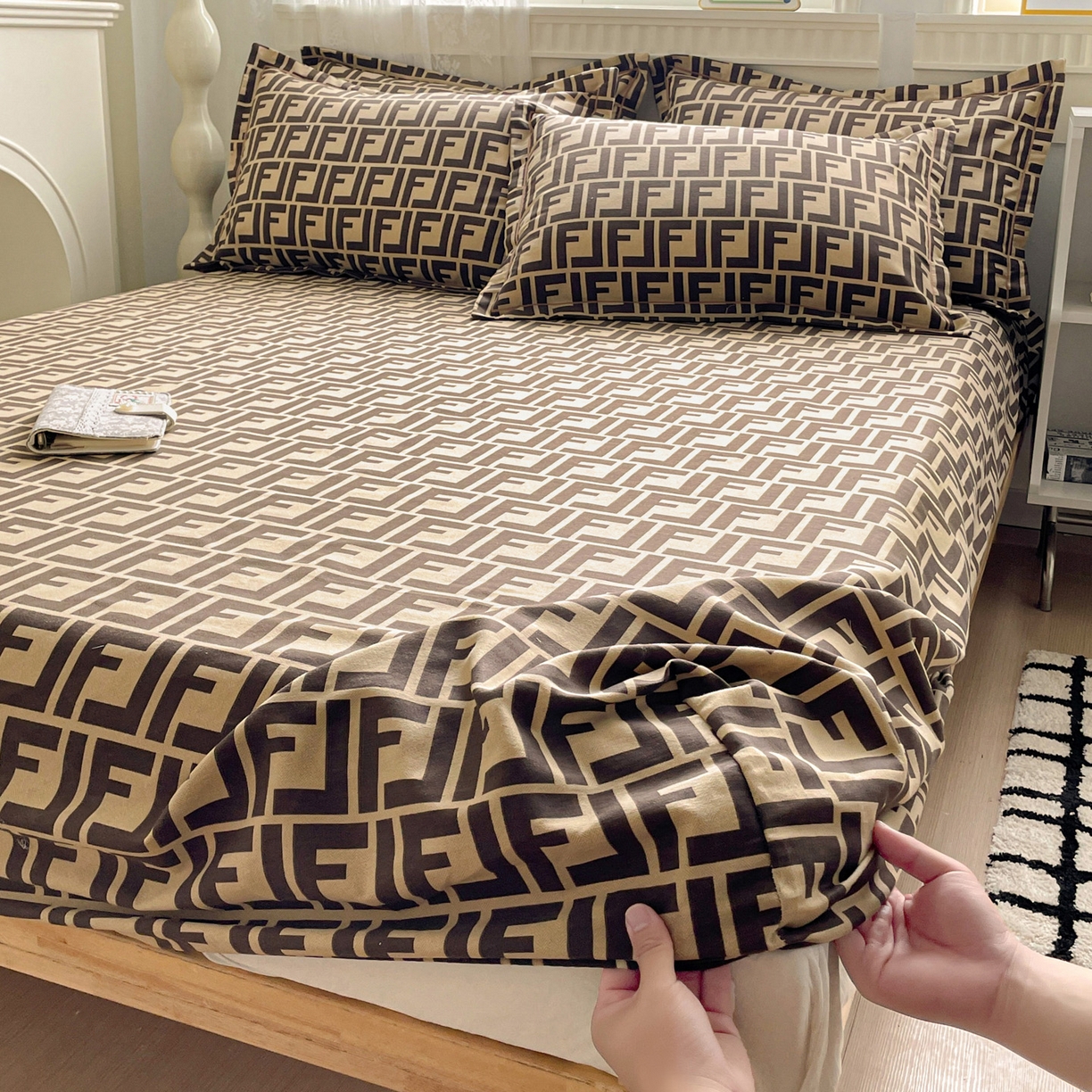 91家纺网 家纺一手货源 找家纺 纽缦家纺 2025新款全棉纯棉磨毛印花单床笠 床笠单件 芬迪格