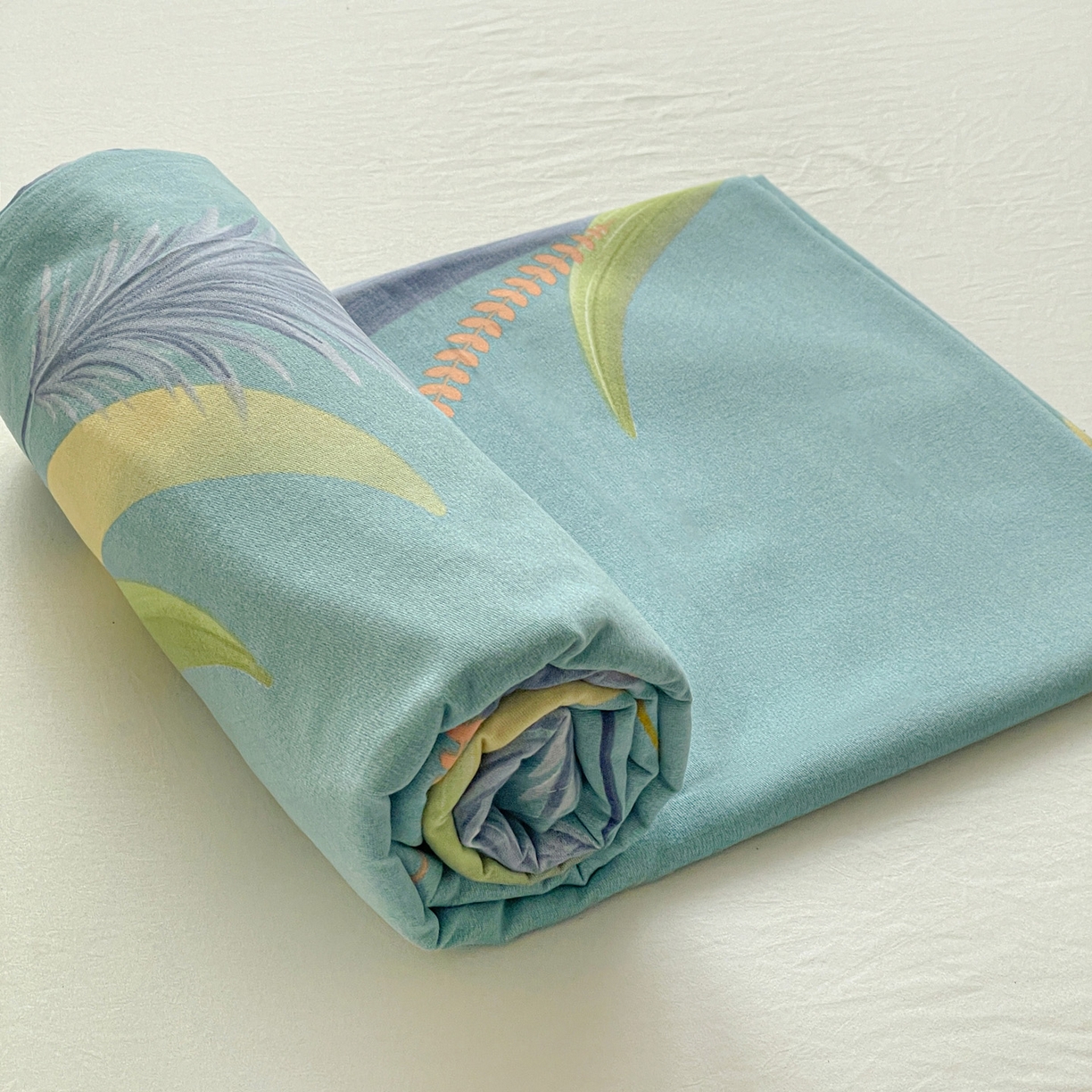 91家纺网 家纺一手货源 找家纺 纽缦家纺 2025新款全棉纯棉磨毛印花单床笠 床笠单件 风吹麦浪蓝