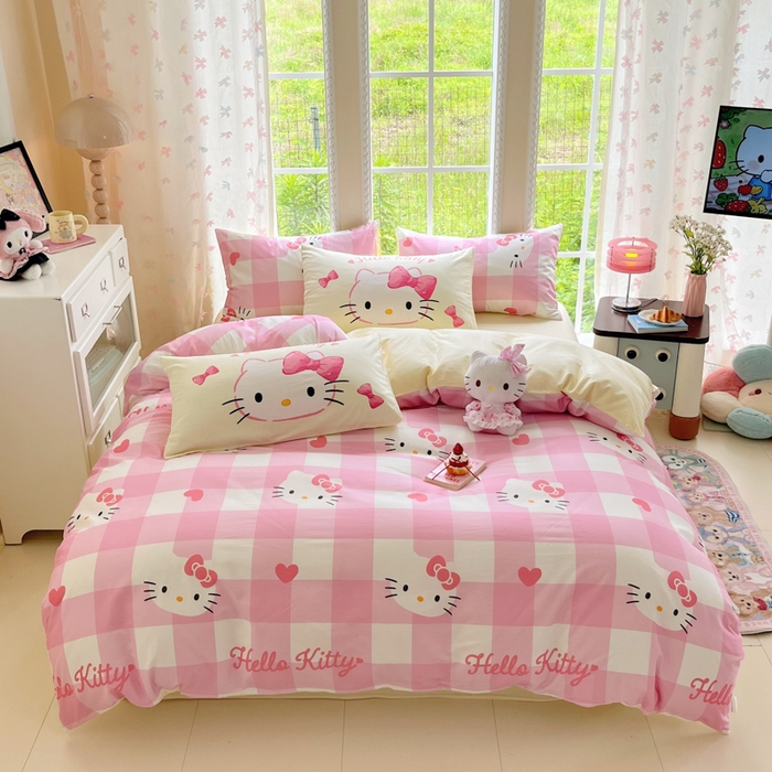 91家纺网 家纺一手货源 找家纺 （总）金爱家2025新款三丽鸥正版授权卡通数码印花混搭纯棉印花系列四件套