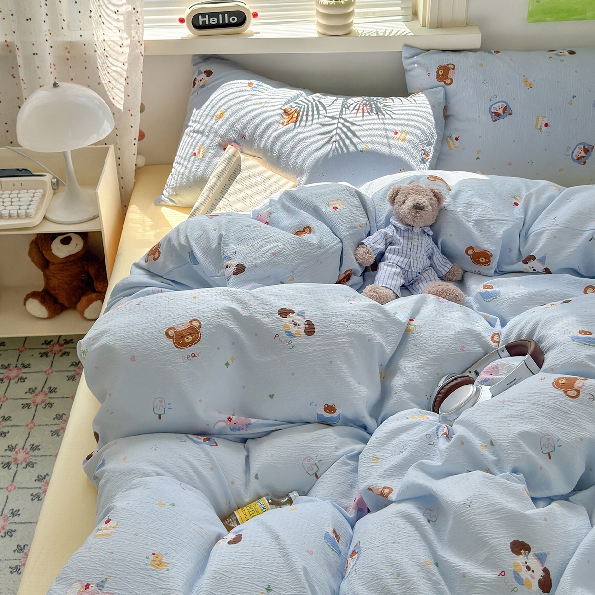 91家纺网 家纺一手货源 找家纺 沐芷 2025 A类木棉双层纱简约风床上四件套柔软手感宿舍三件套 生日宴会