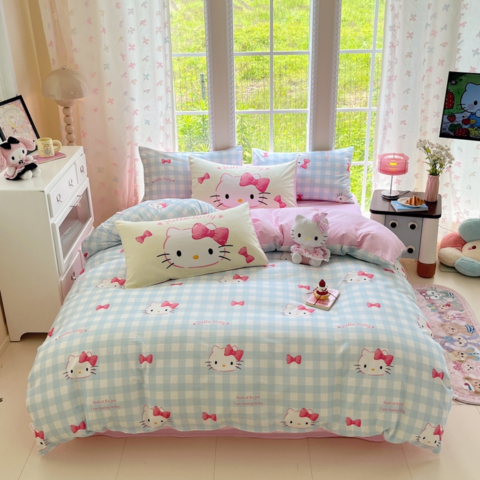 91家纺网 家纺一手货源 找家纺 （总）金爱家2025新款三丽鸥正版授权卡通数码印花混搭纯棉印花系列四件套