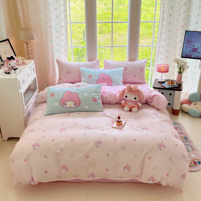 91家纺网 家纺一手货源 找家纺 （总）金爱家2025新款三丽鸥正版授权卡通数码印花混搭纯棉印花系列四件套