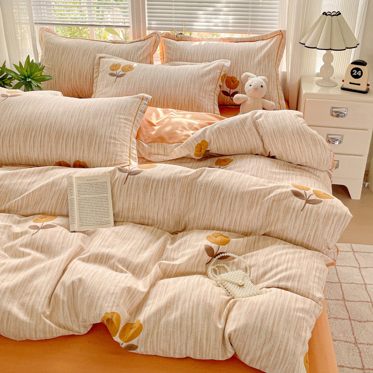 纽缦家纺 2025新款全棉纯棉磨毛印花四件套 多洛塔咖