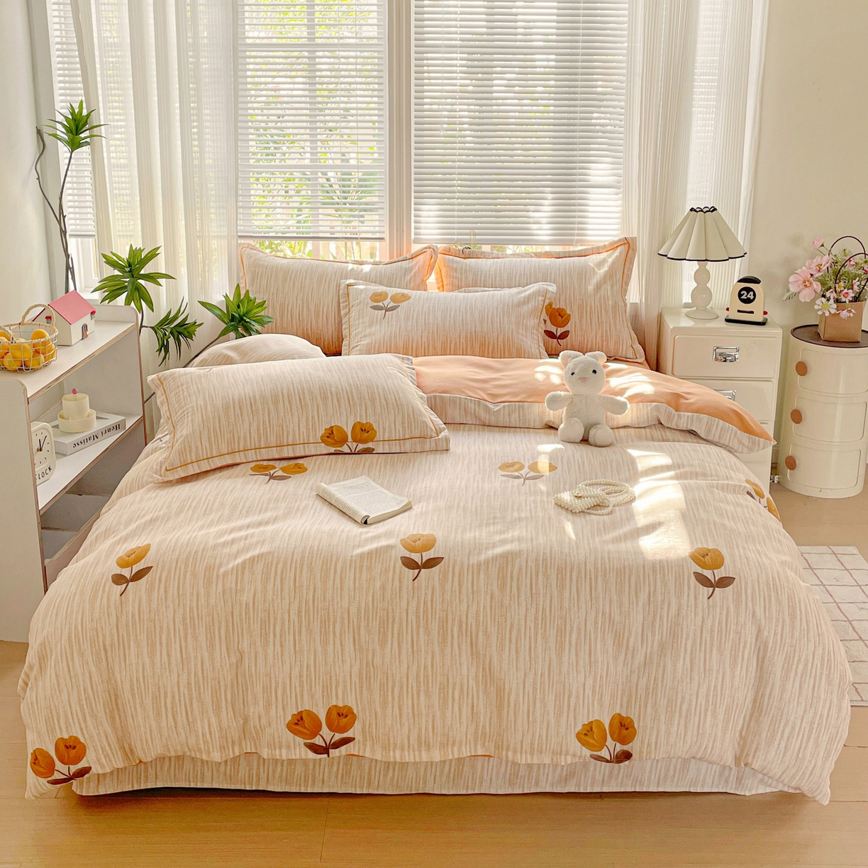 91家纺网 家纺一手货源 找家纺 纽缦家纺 2025新款全棉纯棉磨毛印花四件套 多洛塔咖