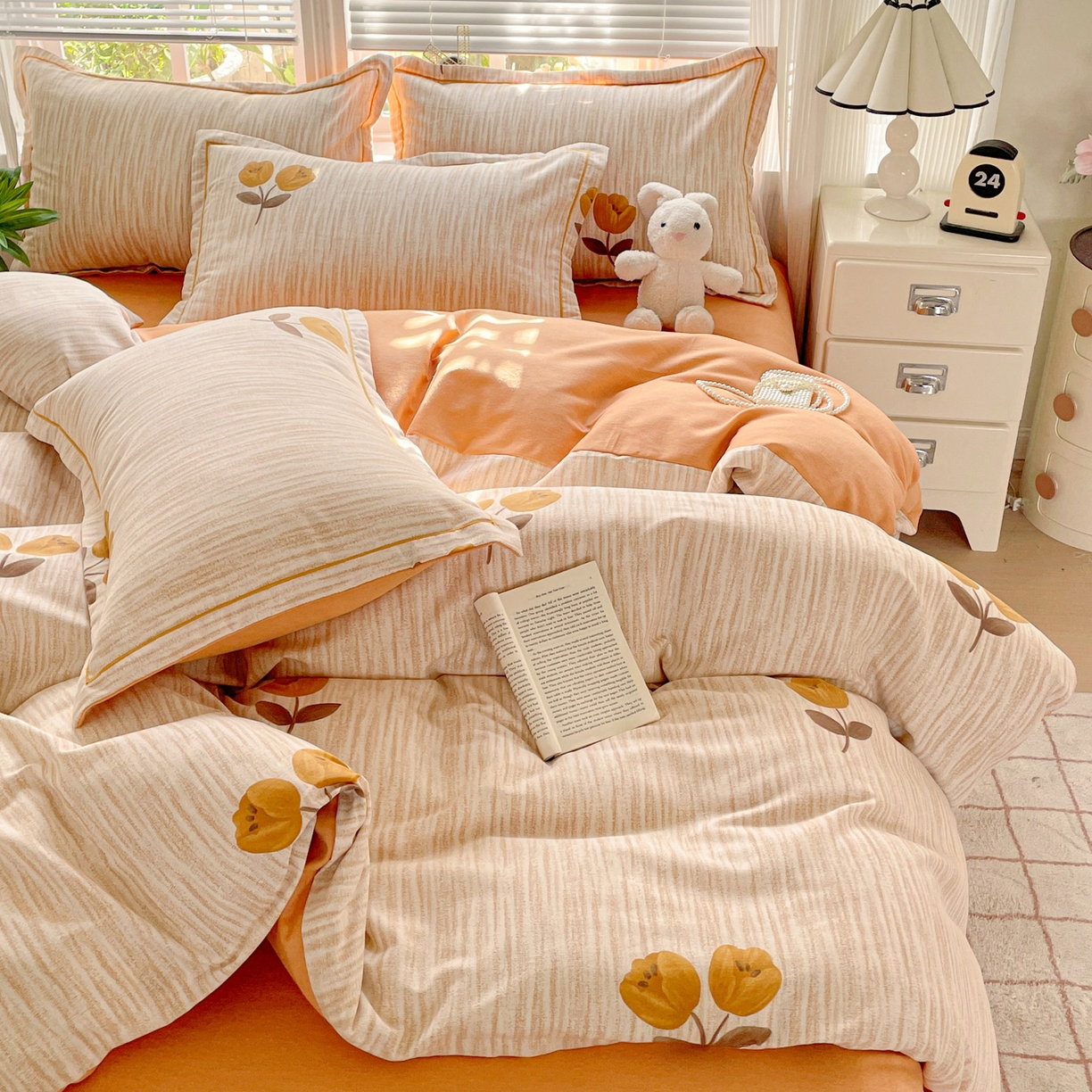 91家纺网 家纺一手货源 找家纺 纽缦家纺 2025新款全棉纯棉磨毛印花四件套 多洛塔咖