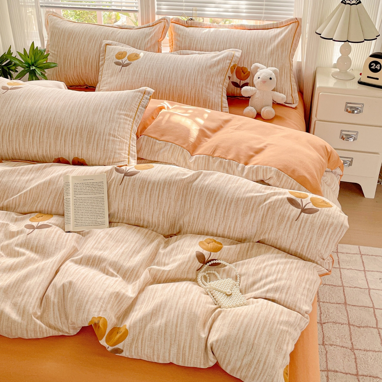 91家纺网 家纺一手货源 找家纺 纽缦家纺 2025新款全棉纯棉磨毛印花四件套 多洛塔咖