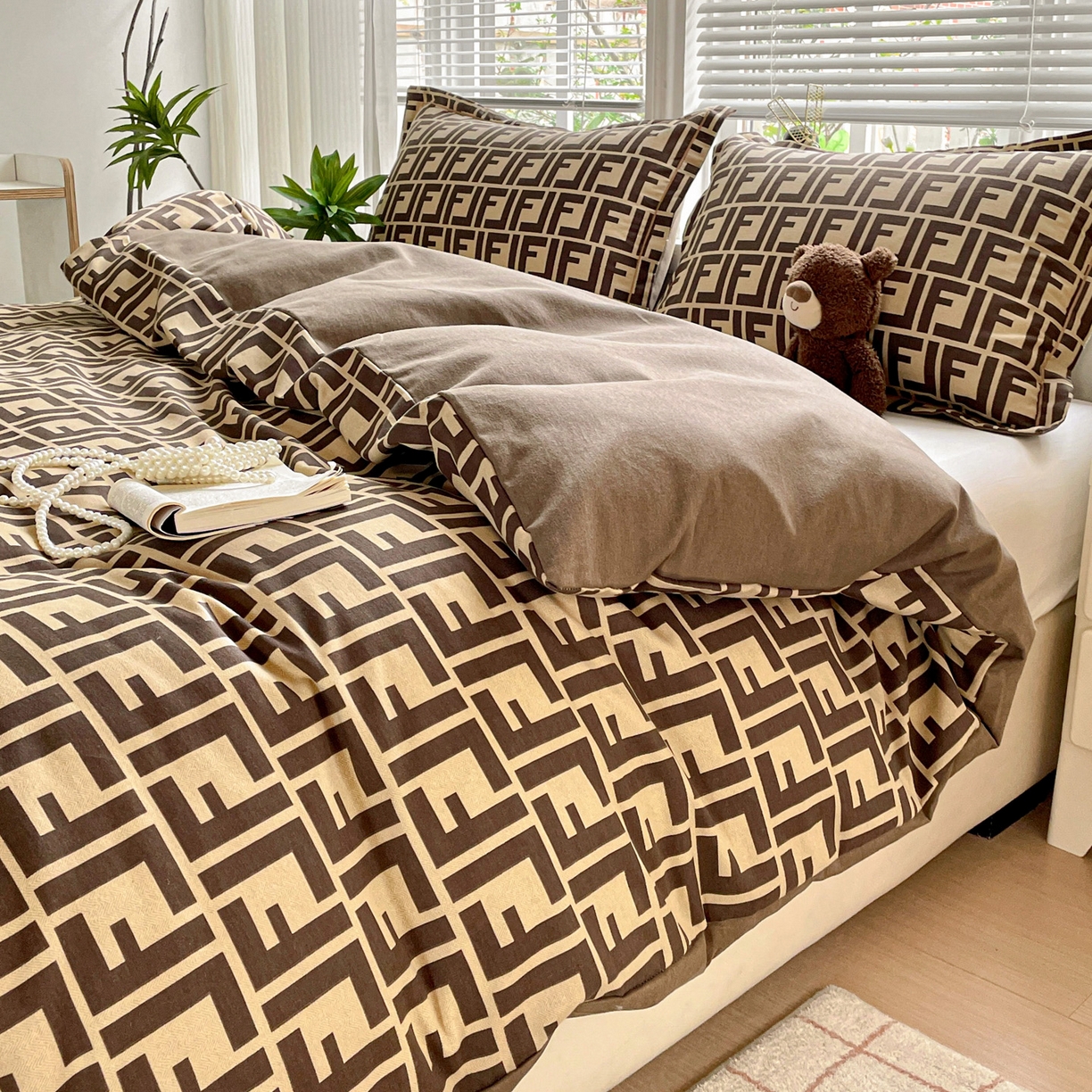 91家纺网 家纺一手货源 找家纺 纽缦家纺 2025新款全棉纯棉磨毛印花四件套 芬迪格