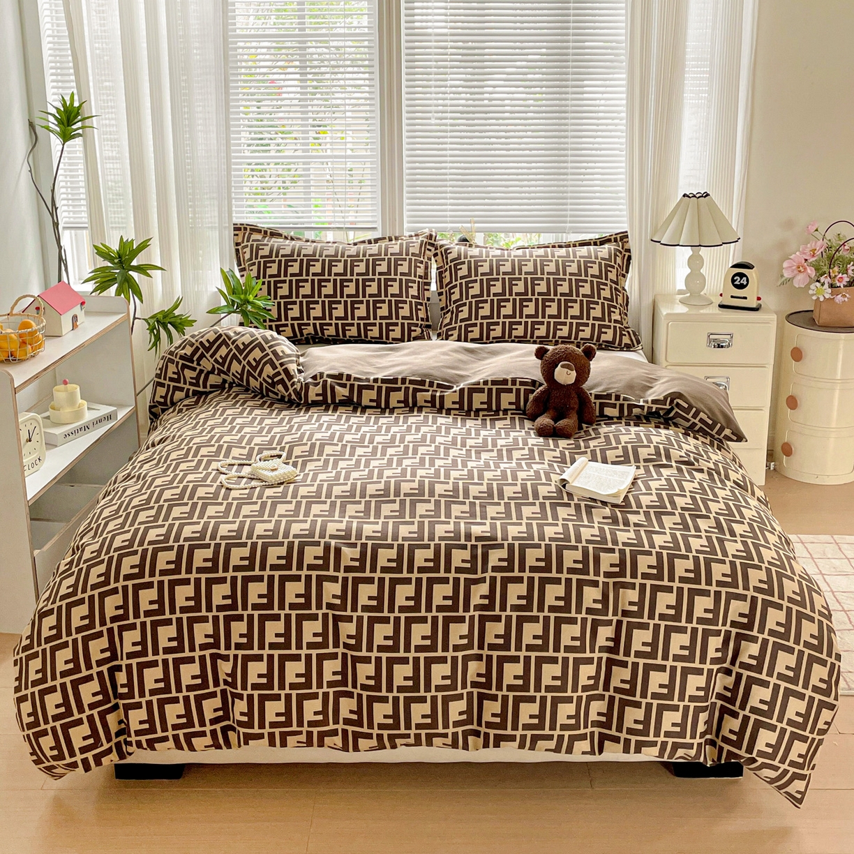 91家纺网 家纺一手货源 找家纺 纽缦家纺 2025新款全棉纯棉磨毛印花四件套 芬迪格