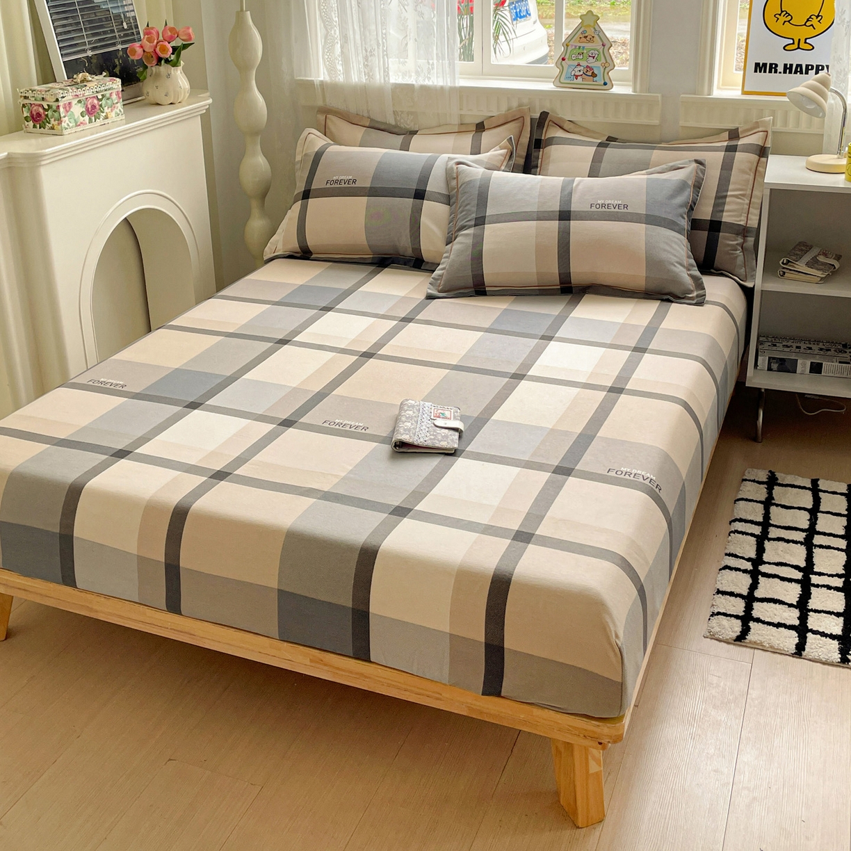 91家纺网 家纺一手货源 找家纺 纽缦家纺 2025新款全棉纯棉磨毛印花单床笠 床笠单件 曼迪咖