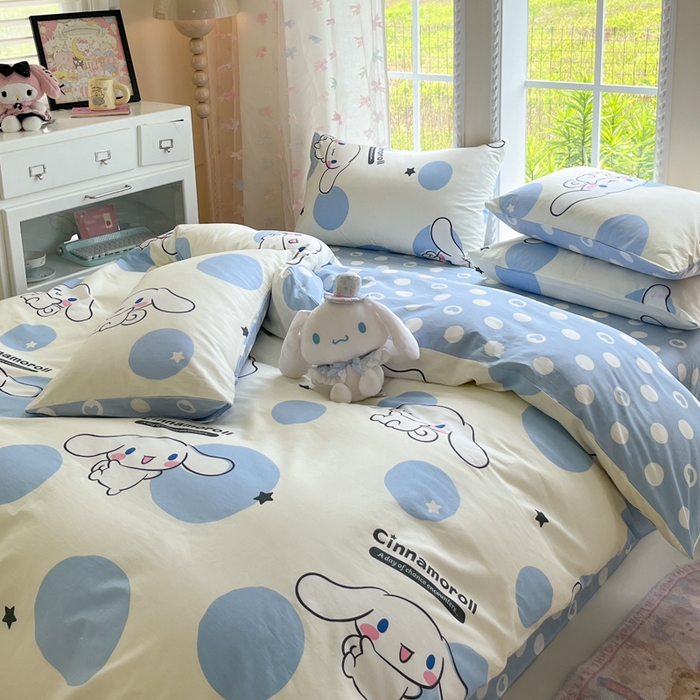 91家纺网 家纺一手货源 找家纺 （总）金爱家2025新款三丽鸥正版授权卡通数码印花混搭纯棉印花系列四件套
