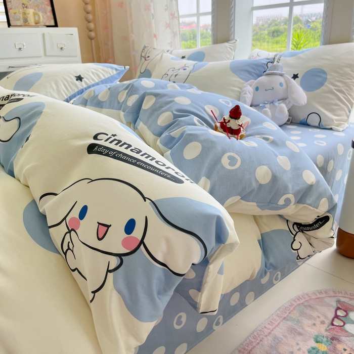 91家纺网 家纺一手货源 找家纺 （总）金爱家2025新款三丽鸥正版授权卡通数码印花混搭纯棉印花系列四件套