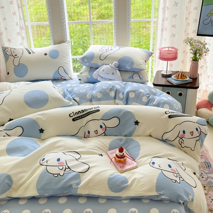 91家纺网 家纺一手货源 找家纺 （总）金爱家2025新款三丽鸥正版授权卡通数码印花混搭纯棉印花系列四件套