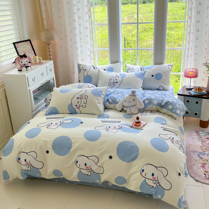 91家纺网 家纺一手货源 找家纺 （总）金爱家2025新款三丽鸥正版授权卡通数码印花混搭纯棉印花系列四件套