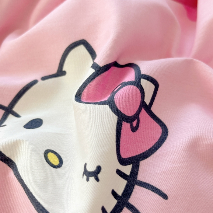 91家纺网 家纺一手货源 找家纺 金爱家2025新款三丽鸥正版授权卡通数码印花混搭纯棉印花系列四件套 棉三丽鸥-粉粉甜美kitty