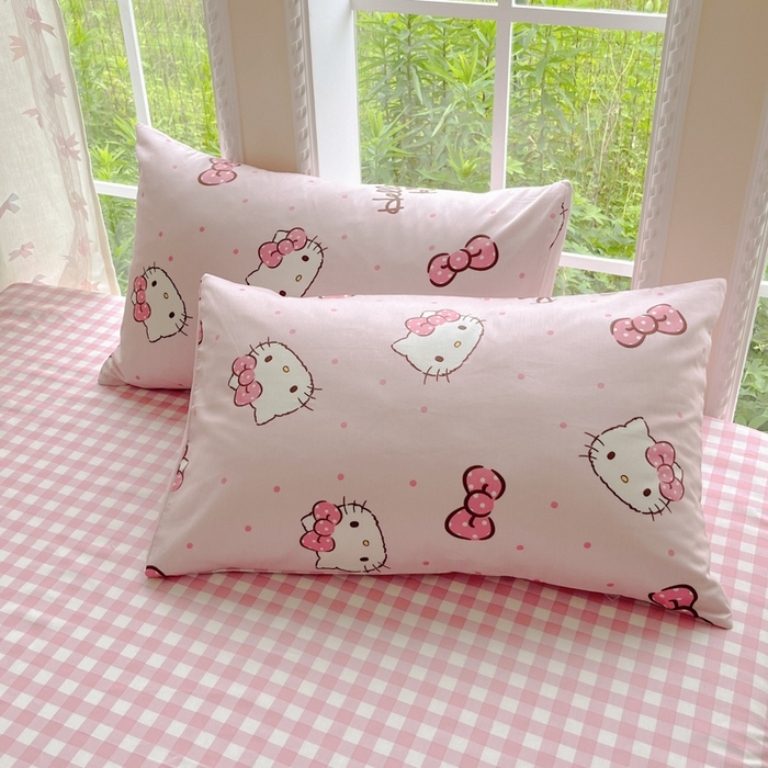 91家纺网 家纺一手货源 找家纺 金爱家2025新款三丽鸥正版授权卡通数码印花混搭纯棉印花系列四件套 棉三丽鸥-蝴蝶结kitty