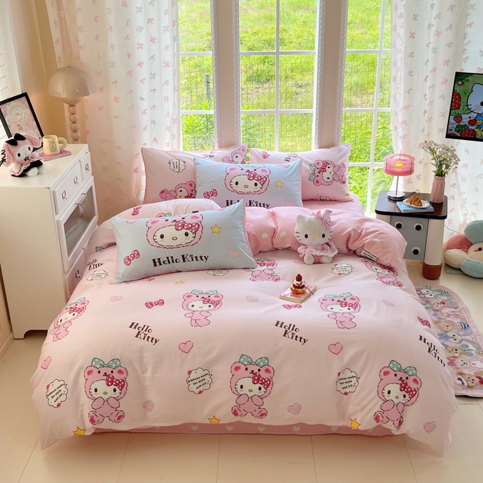 金爱家2025新款三丽鸥正版授权卡通数码印花混搭纯棉印花系列四件套 棉三丽鸥-混搭baby kt