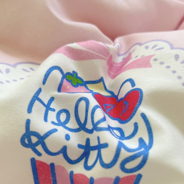 91家纺网 家纺一手货源 找家纺 金爱家2025新款三丽鸥正版授权卡通数码印花混搭纯棉印花系列四件套 棉三丽鸥-混搭kitty小熊粉