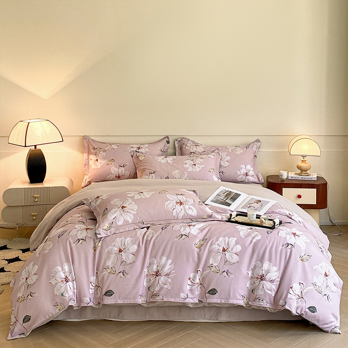 格里芬家纺 2025全棉加厚磨毛数码印花四件套花晨月夕-粉