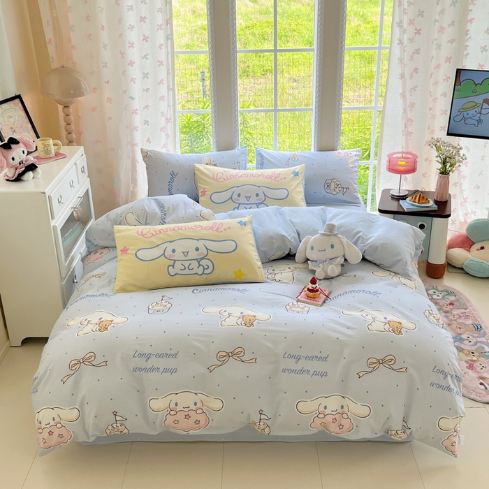 金爱家2025新款三丽鸥正版授权卡通数码印花混搭纯棉印花系列四件套 棉三丽鸥-混搭点点玉桂狗蓝