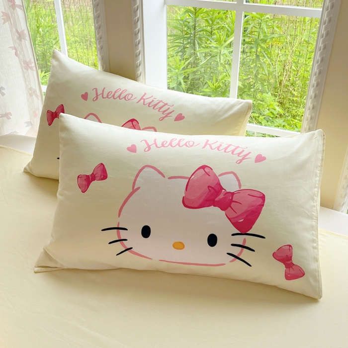 91家纺网 家纺一手货源 找家纺 金爱家2025新款三丽鸥正版授权卡通数码印花混搭纯棉印花系列四件套 棉三丽鸥-混搭告白kt猫