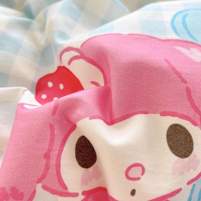 91家纺网 家纺一手货源 找家纺 金爱家2025新款三丽鸥正版授权卡通数码印花混搭纯棉印花系列四件套 棉三丽鸥-混搭乖乖美乐蒂