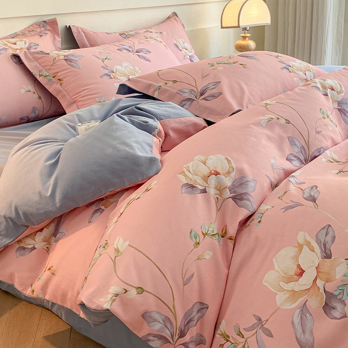 91家纺网 家纺一手货源 找家纺 格里芬家纺 2025全棉加厚磨毛数码印花四件套花漫