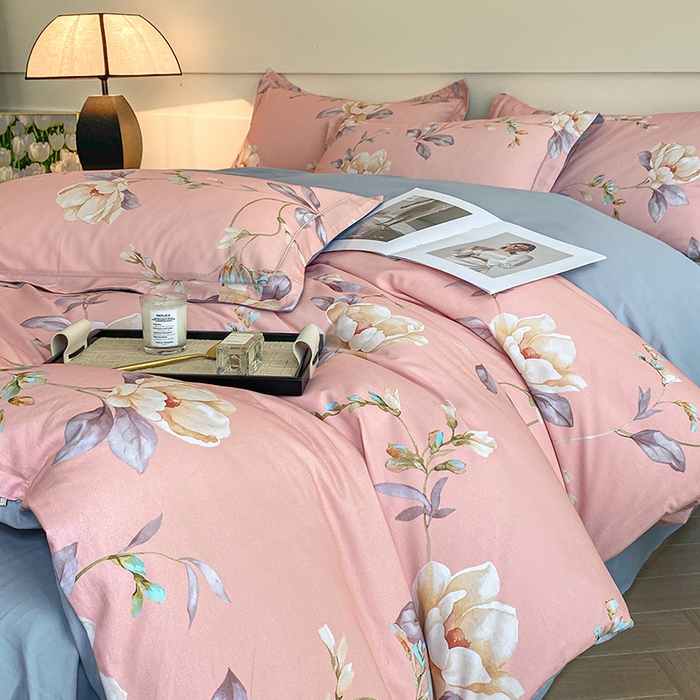 91家纺网 家纺一手货源 找家纺 格里芬家纺 2025全棉加厚磨毛数码印花四件套花漫