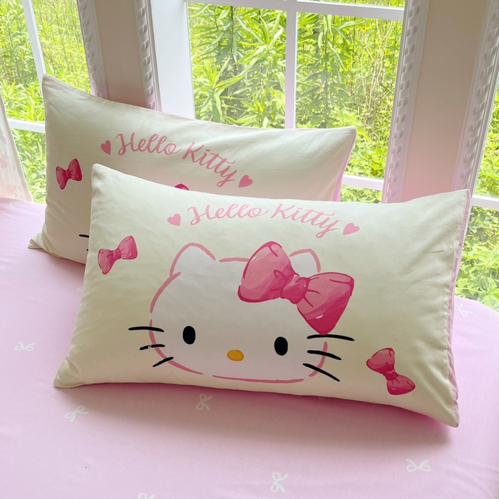 91家纺网 家纺一手货源 找家纺 金爱家2025新款三丽鸥正版授权卡通数码印花混搭纯棉印花系列四件套 棉三丽鸥-混搭乖巧kitty