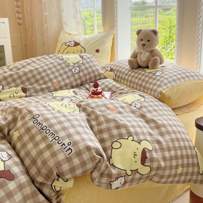 91家纺网 家纺一手货源 找家纺 金爱家2025新款三丽鸥正版授权卡通数码印花混搭纯棉印花系列四件套 棉三丽鸥-混搭可可布丁狗