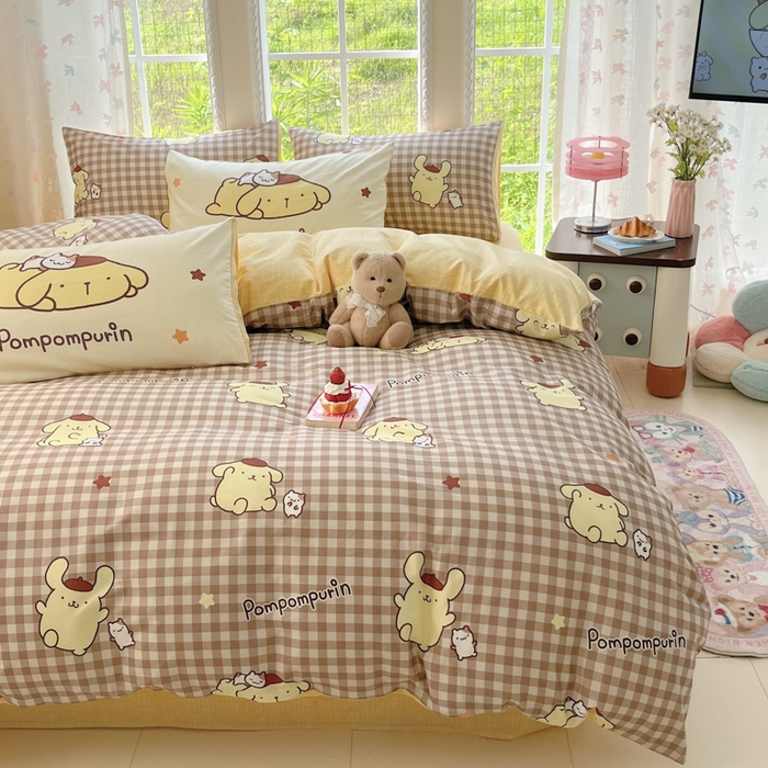 91家纺网 家纺一手货源 找家纺 金爱家2025新款三丽鸥正版授权卡通数码印花混搭纯棉印花系列四件套 棉三丽鸥-混搭可可布丁狗