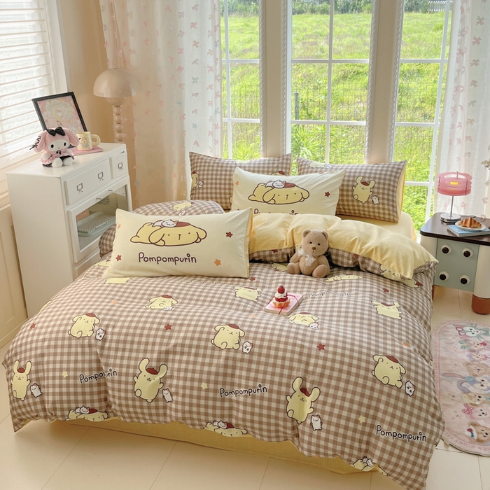 91家纺网 家纺一手货源 找家纺 金爱家2025新款三丽鸥正版授权卡通数码印花混搭纯棉印花系列四件套 棉三丽鸥-混搭可可布丁狗