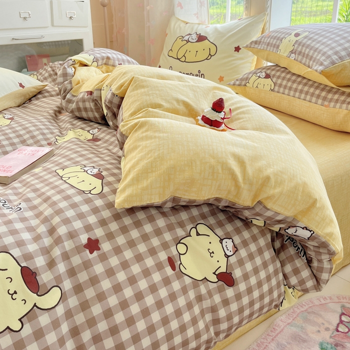 91家纺网 家纺一手货源 找家纺 金爱家2025新款三丽鸥正版授权卡通数码印花混搭纯棉印花系列四件套 棉三丽鸥-混搭可可布丁狗