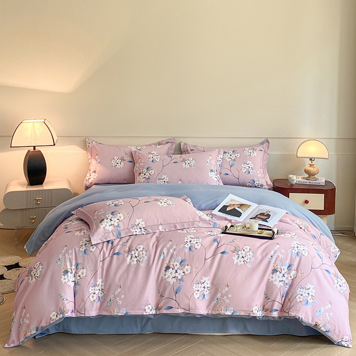 格里芬家纺 2025全棉加厚磨毛数码印花四件套花遇你-粉