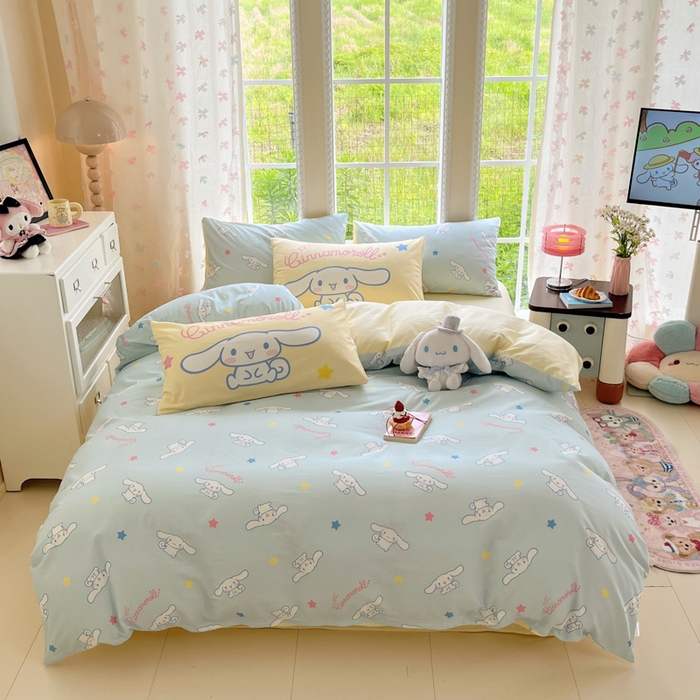 金爱家2025新款三丽鸥正版授权卡通数码印花混搭纯棉印花系列四件套 棉三丽鸥-混搭星星玉桂狗