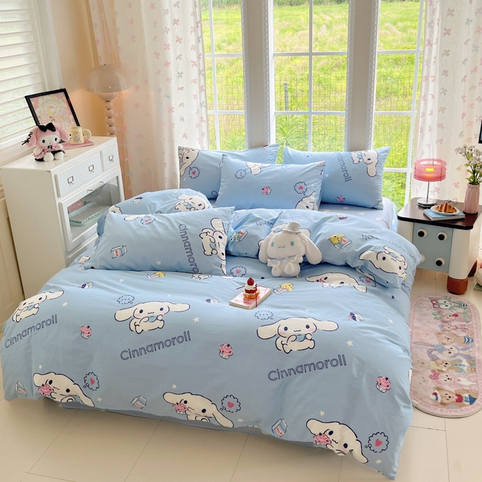 91家纺网 家纺一手货源 找家纺 金爱家2025新款三丽鸥正版授权卡通数码印花混搭纯棉印花系列四件套 棉三丽鸥-牛奶玉桂狗